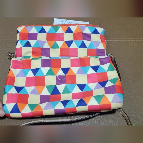 Kate Spade Multi Color Geo Nylon Flap Crossbody. - Picture 4 of 9